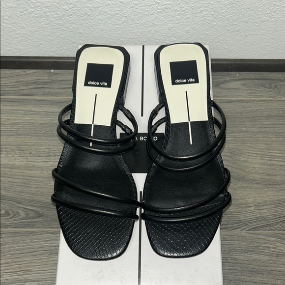 Dolce Vita Black Strappy Slide Sandals - Picture 2 of 8